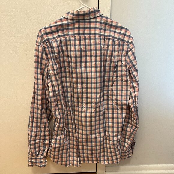 J.Crew Large Slim Fit Flex Washed Shirt Cotton Blend Pink Blue Checker - Picture 4 of 4